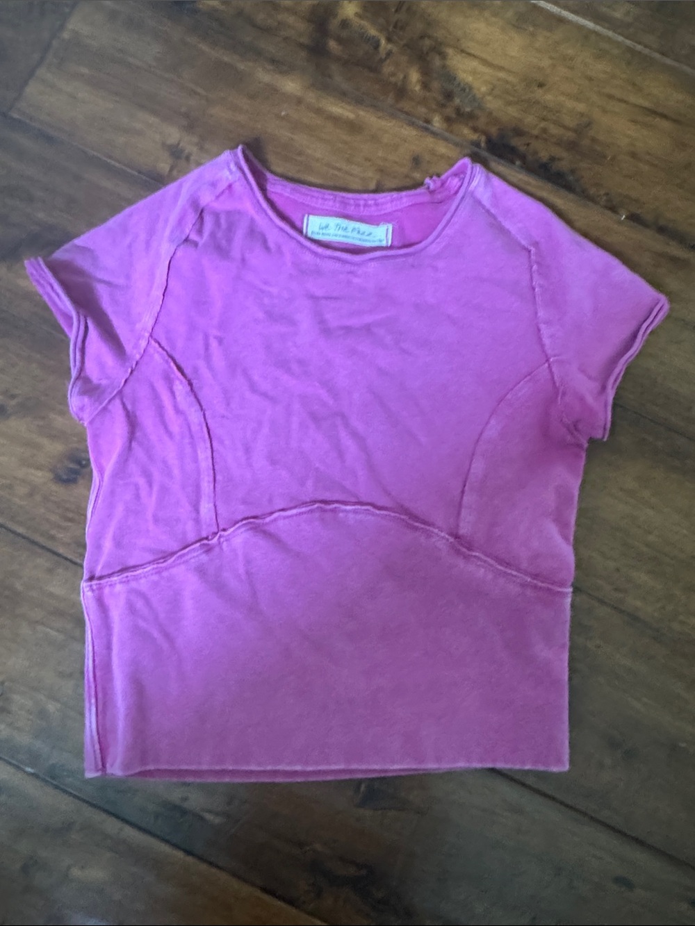 Pink Short Sleeve Seam-Detail Tee